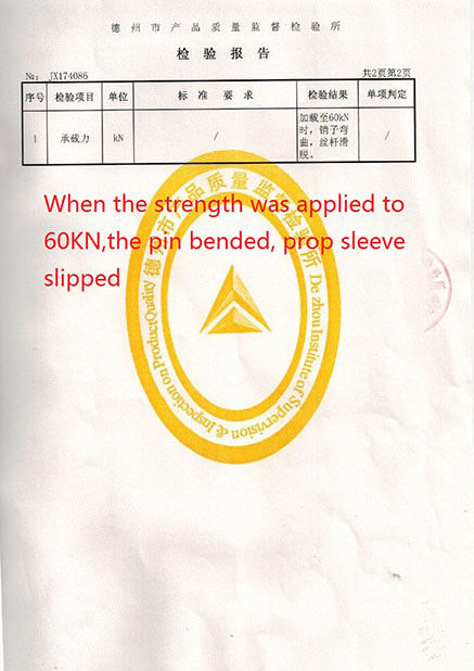 China Cangzhou Weisitai Scaffolding Co.,Ltd. certification